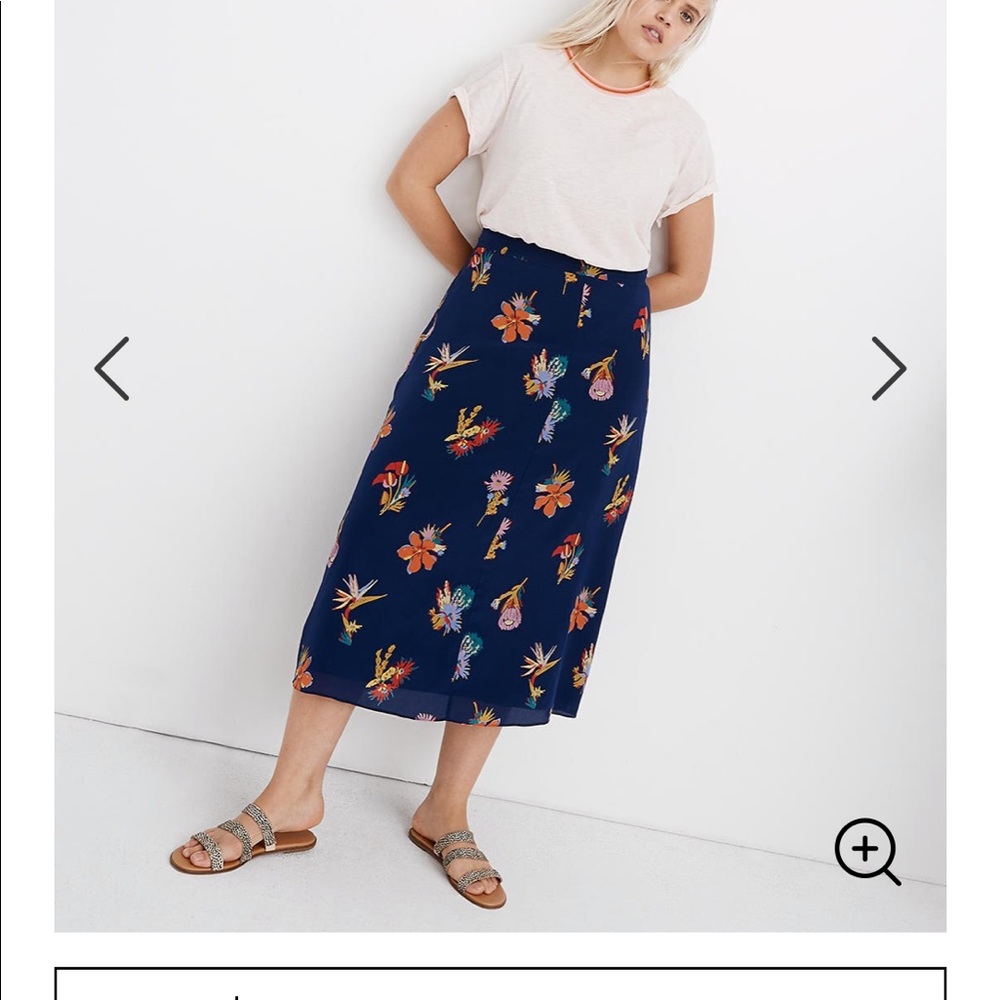 Mid length floral silk skirt By Madewell